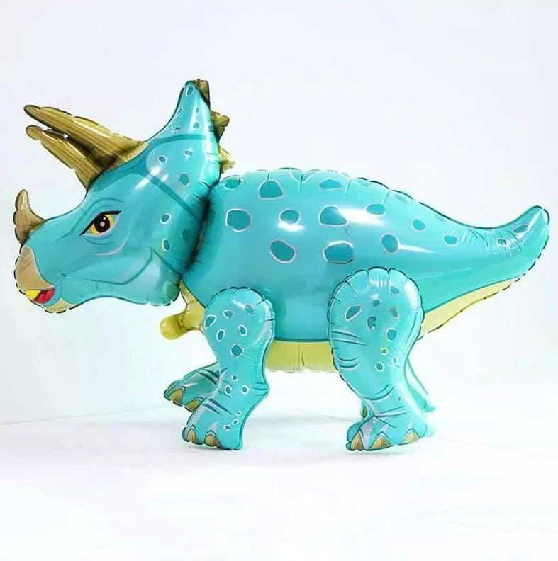Фольгована куля Динозавр Трицератопс 55х91см (35") | Бірюзовий