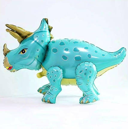 Фольгована куля Динозавр Трицератопс 55х91см (35") | Бірюзовий, фото 1