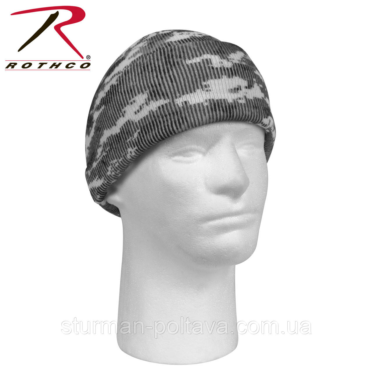 Шапка чоловіча зимова камуфляжна Urban camo із заворотом Deluxe Camo Watch Cap акрилова Rothco USA