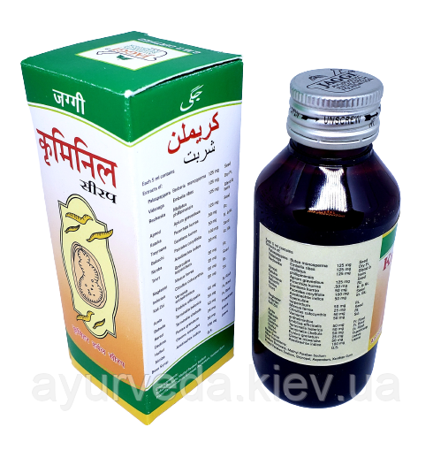 Jaggi Kriminil syrup 100ml, Крімініл сироп, видалення паразитів круглих черв'яків — аскаридоз, аскариди