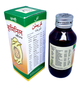 Jaggi Kriminil syrup 100ml, Крімініл сироп, видалення паразитів круглих черв'яків — аскаридоз, аскариди