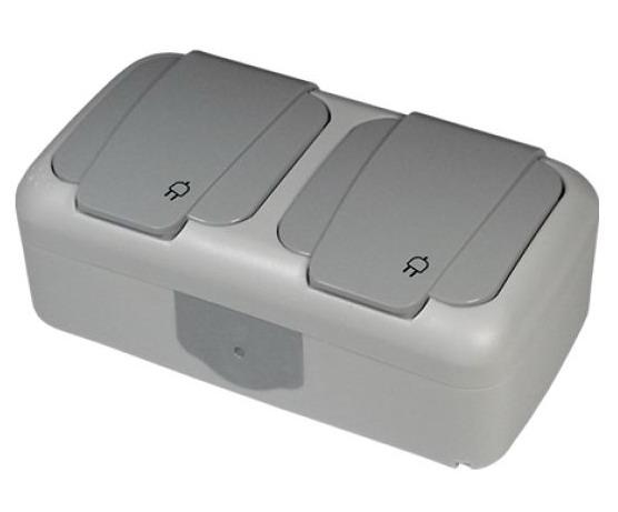 Розетка 2а накладна з з/к сіра IP54 Viko Palmiye 90555588
