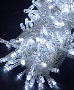 Світлодіодна гірлянда 400 LED класична 5 мм довжина 20 метрів з прозорим проводом світло біле (1140-03)