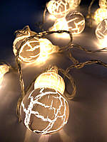 Новорічна гірлянда Сніговик 2 м 10 лампочок | Нова гірлянда | Гірлянда білі кульки сніговики