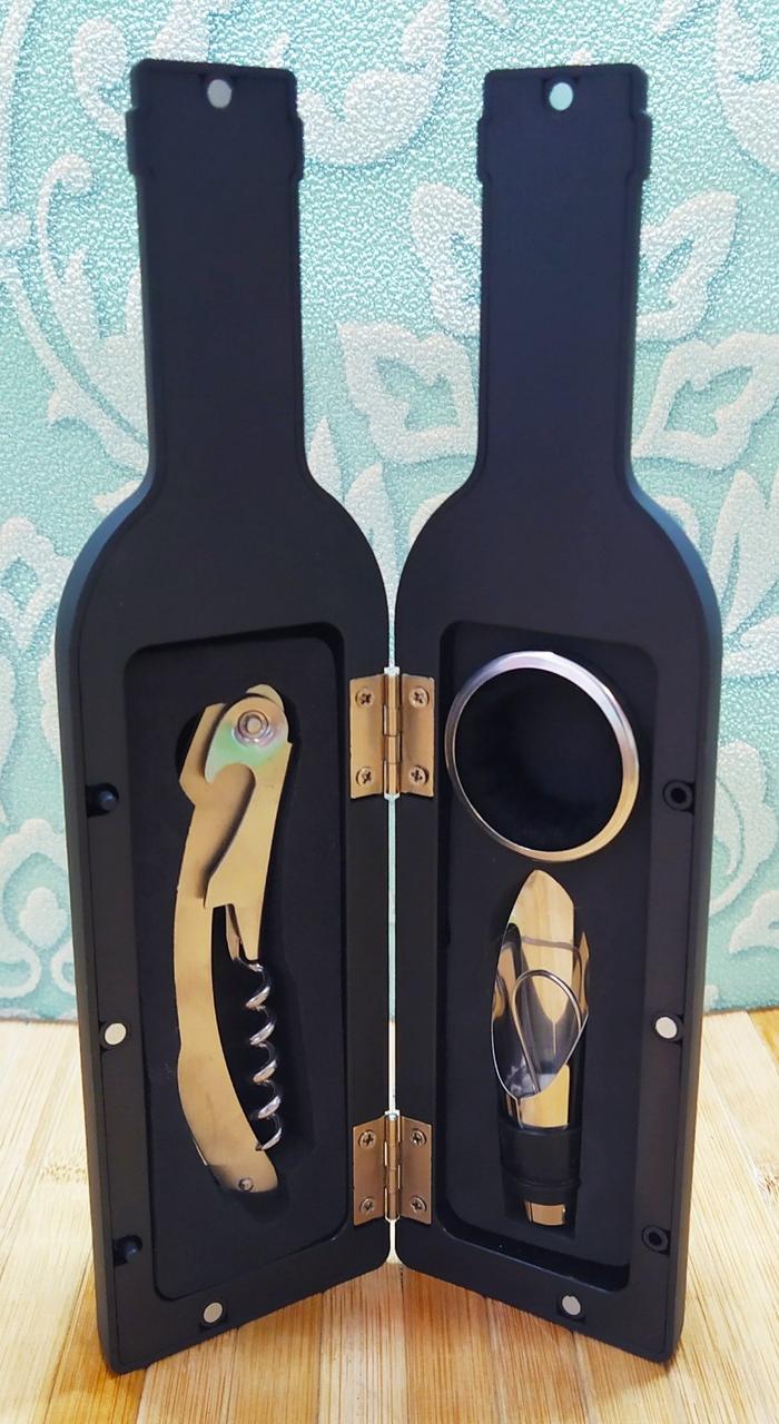 Набір для вина Wine bottle з 3 предметів ⁇ Сувенірній набір для вина" Набір сомельє-Бутелька для вина маленька