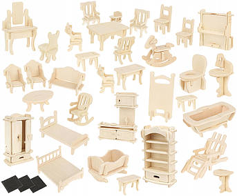 Набір саморобних меблів DIY для лялькового будинку 34 шт