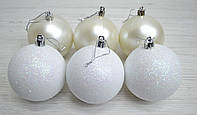 Новогоднее украшение шар перламутр с блеском белый 8см пачка
