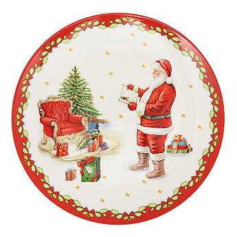 Блюдо для торта порцелянове з малюнком «Добрий Санта» Palais Royal