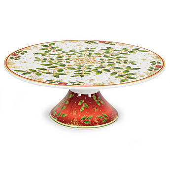 Тортівниця порцелянова на ніжці з новорічним малюнком "Чарівний падуб" Palais Royal