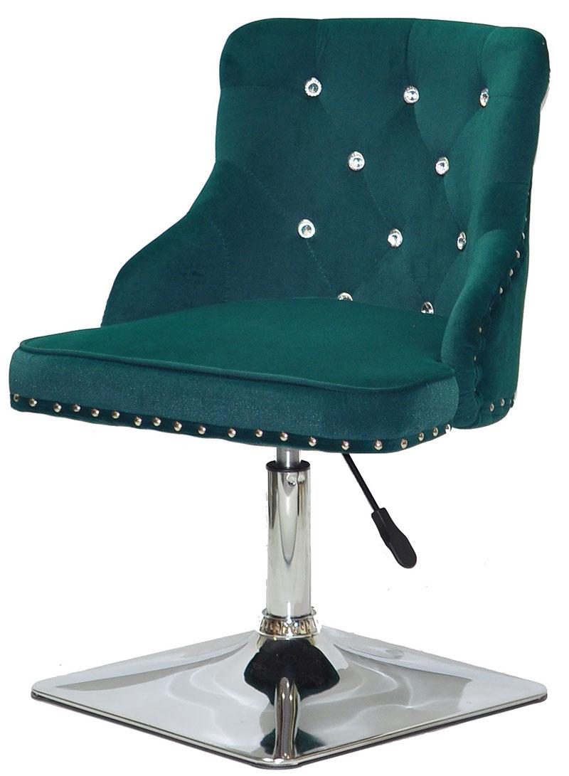Стілець Olimp SV 4CH-Base зелений 1003 велюр зі стразами Swarovski, на хромованій квадратній опорі, фото 1