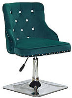 Стілець Olimp SV 4CH-Base зелений 1003 велюр зі стразами Swarovski, на хромованій квадратній опорі, фото 5