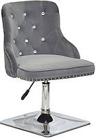 Стілець Olimp SV 4CH-Base сірий 1004 велюр зі стразами Swarovski, на хромованій квадратній опорі, фото 6