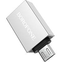 Адаптер-переходник Borofone adapter USB-A to Micro-USB OTG support USB 3.0 Grey (BV2)