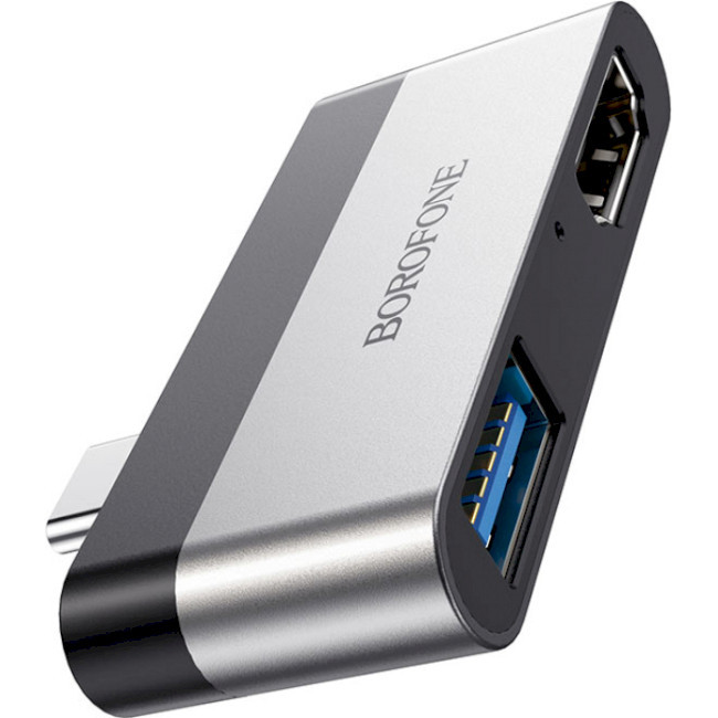 Адаптер-перехідник fудиоконвертер DH2 USB-C - HDMI/USB A Silver (DH2)