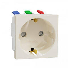 Розетка Schneider Electric Unica New 16А, з заземленням, зі шторками, самозажимні клеми, бежевий NU305744