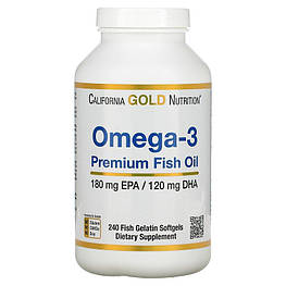 Omega-3 Premium Fish Oil California Gold Nutrition 240 капсул