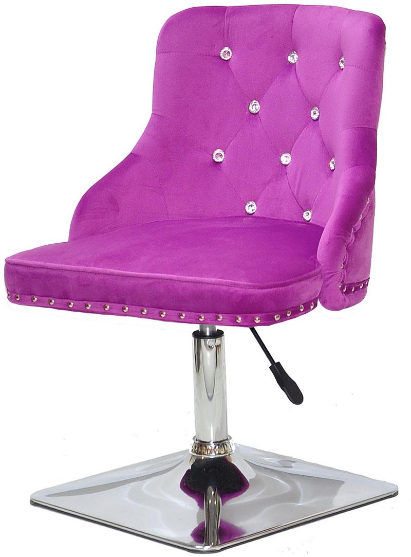 Стілець Olimp SV 4CH-Base бузковий 1022 велюр зі стразами Swarovski, на хромованій квадратній опорі, фото 1
