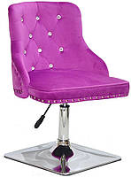 Стілець Olimp SV 4CH-Base бузковий 1022 велюр зі стразами Swarovski, на хромованій квадратній опорі, фото 5