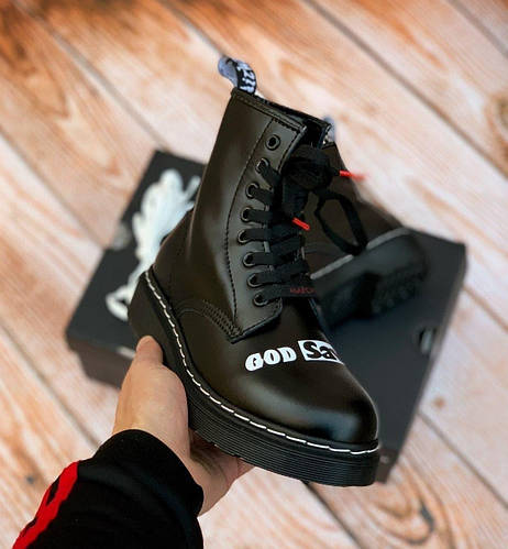 Стильные ботинки Др. Мартинс. Боты женские Dr. Martens в черном цвете ...