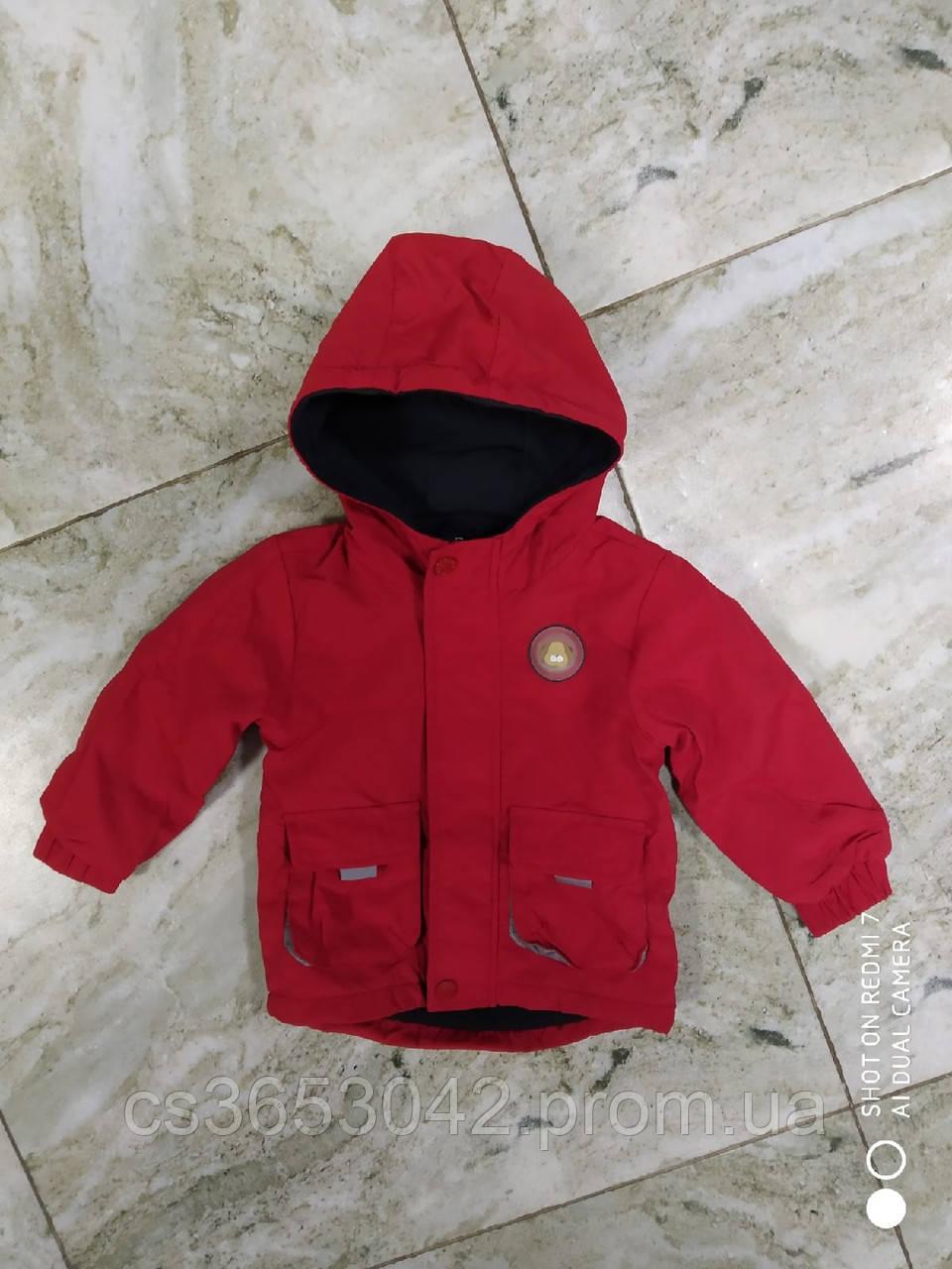 Куртка вітровка парка зі світловідбиваючими елементами для малюків колір червоний 74-80 см, 80-86 см