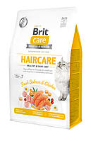 Brit Care Cat GF Haircare Healthy & Shiny Coat Корм для кішок із куркою і лососем 0.400 кг
