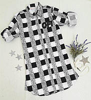 Сорочка подовжена на дівчинку, розмір 134-146 см , чорний+білий