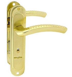 Дверна ручка на планці SHERLOCK AL-85-26 золото, золото, сатин