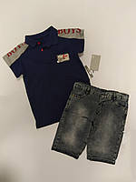 Летний комплект Boys на мальчика футболка поло + джинсовые шорты от 92 см и до 122 см 92-98 см