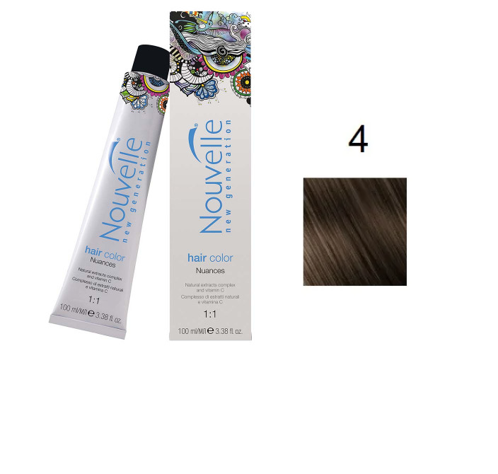 Фарба для волосся Nouvelle Hair Color 4 середньо-коричневий 100 мл
