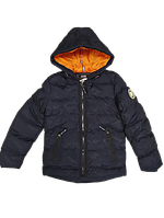 Теплая демисезонная куртка на мальчика темно синяя 128-134 см