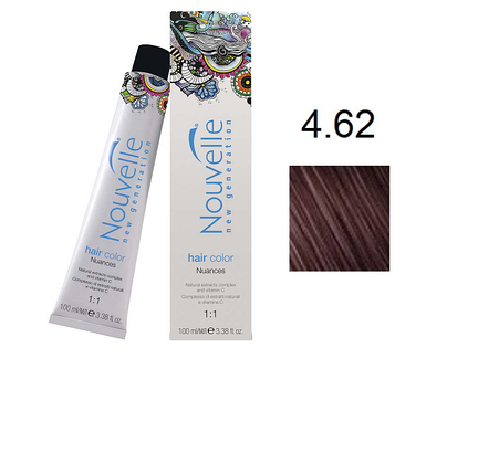 Фарба для волосся Nouvelle Hair Color 4.62 червоний матово-коричневий 100 мл, фото 1