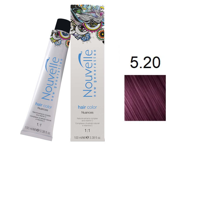 Фарба для волосся Nouvelle Hair Color 5.20 світло-фіолетовий коричневий 100 мл