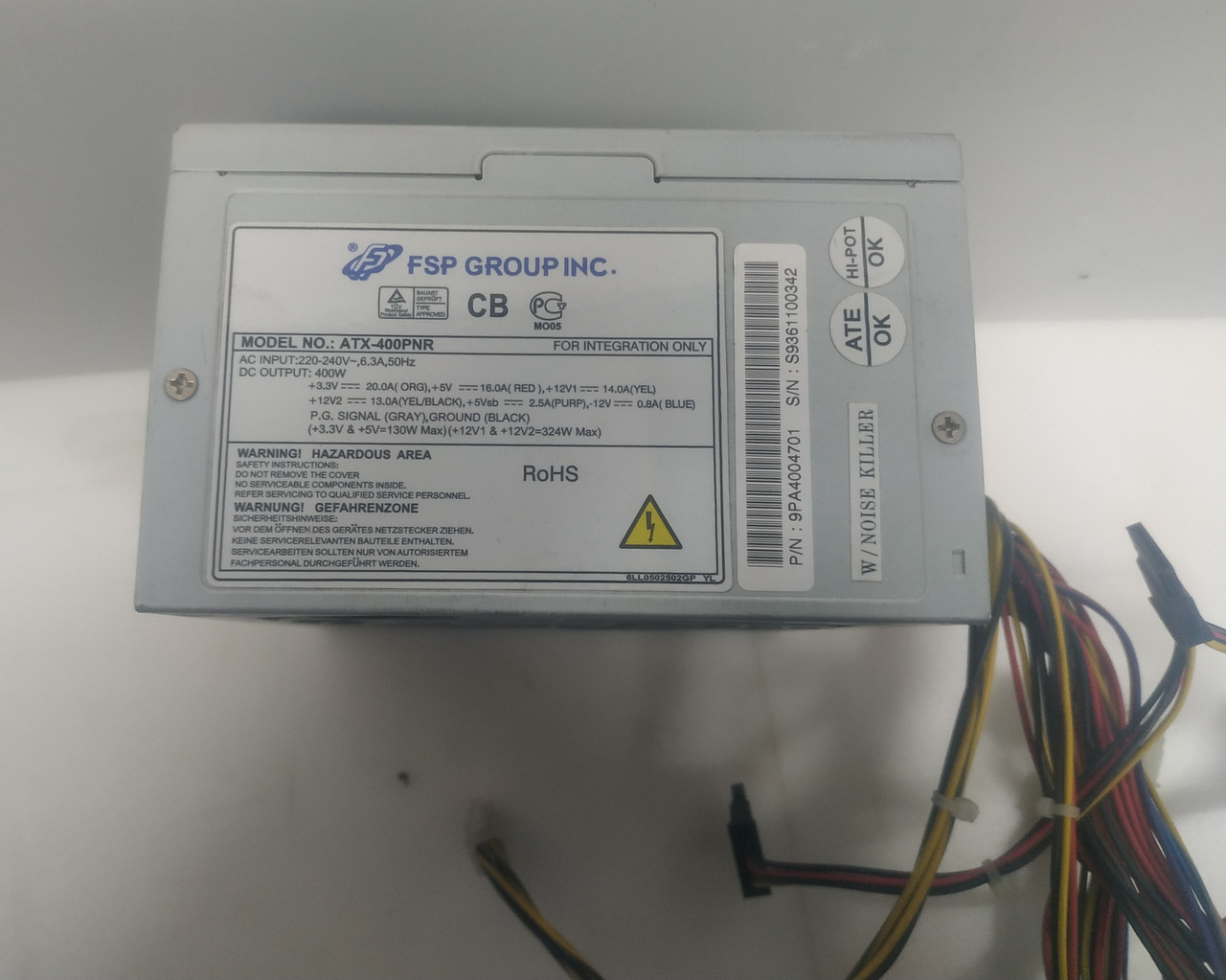 Якісний блок живлення 400 Вт FSP ATX-400PNR, тихий кулер 120 мм, фото 1