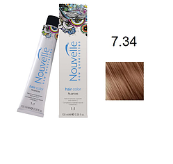 Фарба для волосся Nouvelle Hair Color 7.34 золотистий мідно-русявий 100 мл, фото 1