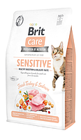 Brit Care Cat GF Sensitive HDigestion & Delicate Taste для вибагливих кішок індичкою і лососем 2 кг