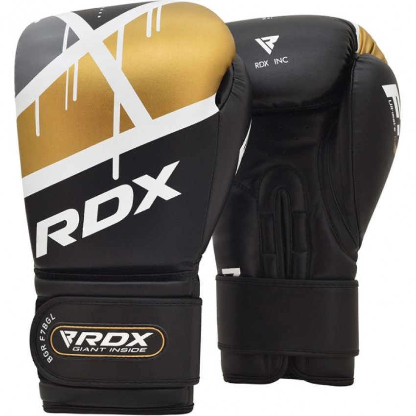 Боксерські рукавички RDX Rex Leather Black 8 унцій чорно-золоті