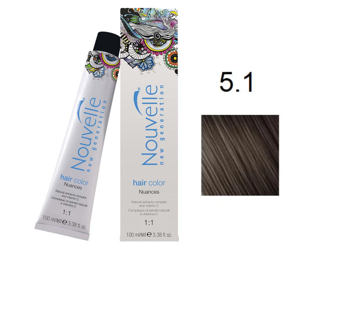 Фарба для волосся Nouvelle Hair Color 5.1 світле попелясто-коричневий 100 мл