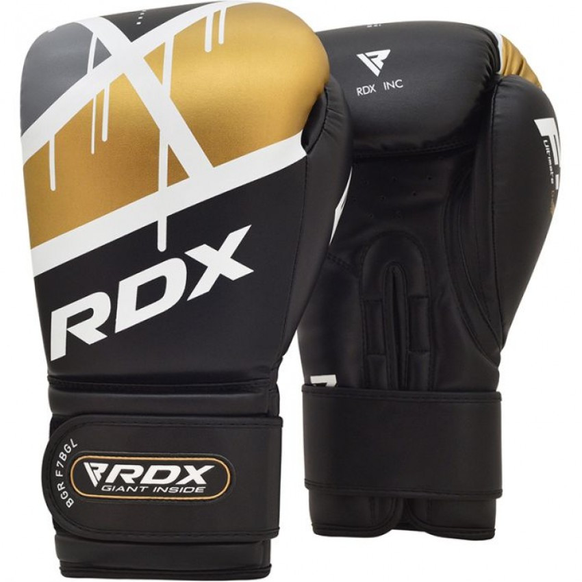 Боксерські рукавички RDX Rex Leather Black 14 унцій чорно-золоті