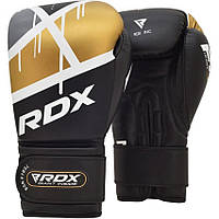 Боксерские перчатки RDX Rex Leather Black 14 унций черно-золотые