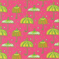 Американский микровельвет, Детские ткани США для рукоделия с зонтиками на розовом, Robert Kaufman