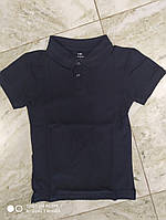Детская футболка поло для мальчика цвет темно синий на рост 140-158 см 152 см