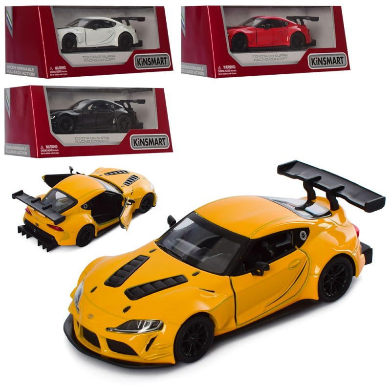 Металева машинка Kinsmart Toyota GR Supra Racing Concept KT5421W жовтого кольору