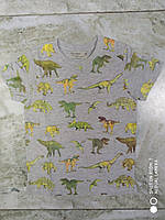 Серая детская футболка на мальчика Динозавры цвет серый на рост 104-128 см 116 см.