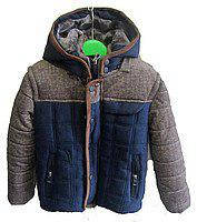 Теплая стильная куртка на мальчика цвет темно синий на рост 134-146 140 см