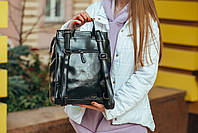 Жіночий чорний шкіряний рюкзак міський Tiding Bag - 54644, фото 6