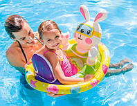 Надувной безопасный круг животные с ножками детский плот для плавания для детей от 3 лет Зайчик Intex 59570R
