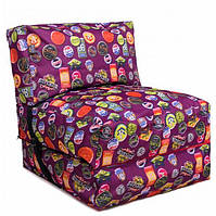 Безкаркасне крісло-розкладачка Принт пролон, тканина Оксфорд принт Значки бузок, 180х70 см (Тіа-sport ТМ)