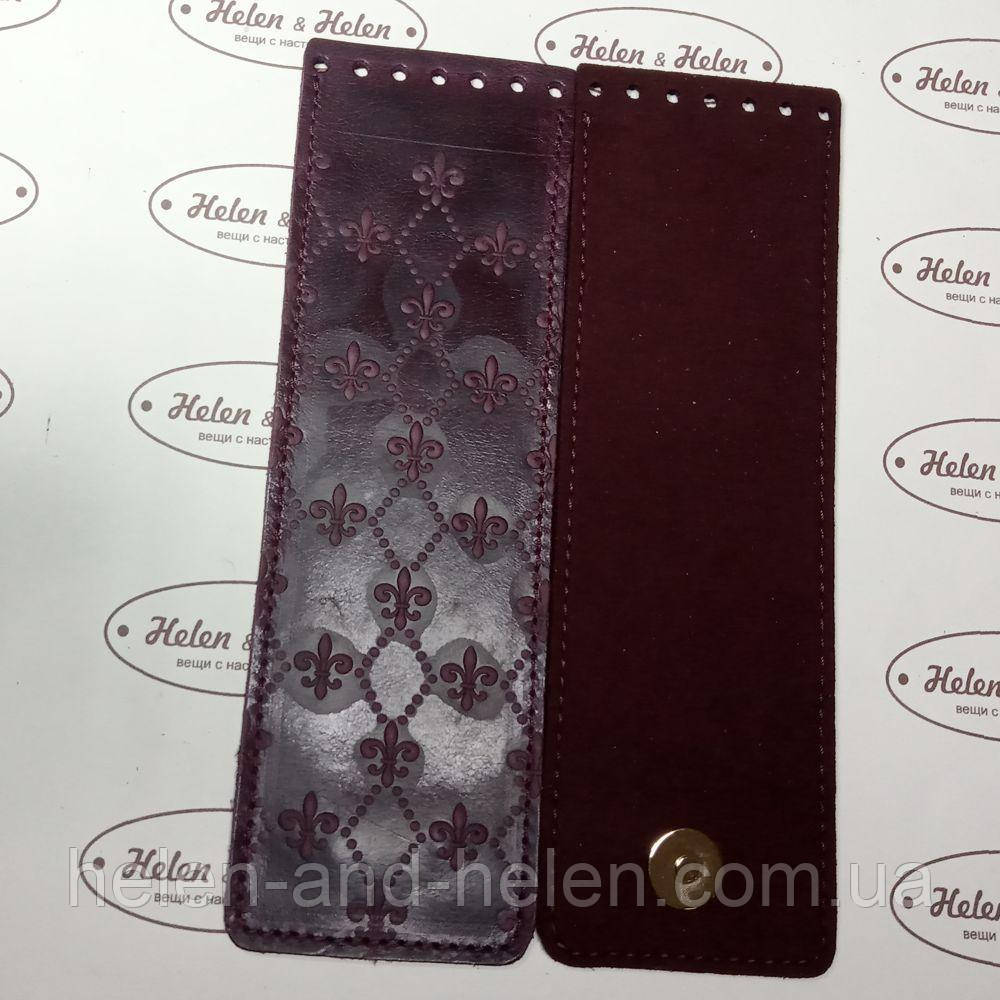 Клапан вузький із тисненням "Лілії". Колір "Бордо", фото 1