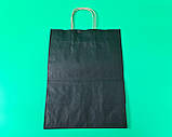 Крафт пакет паперовий з ручками(26*35*15 см)чорний(25 шт)кольорові пакети з ручками, фото 3