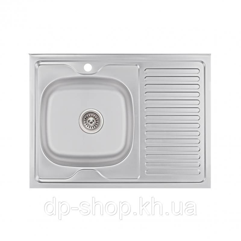 Кухонна мийка Brinex 6080-L 0,6 мм Satin (BRIN6080LSAT06), фото 1